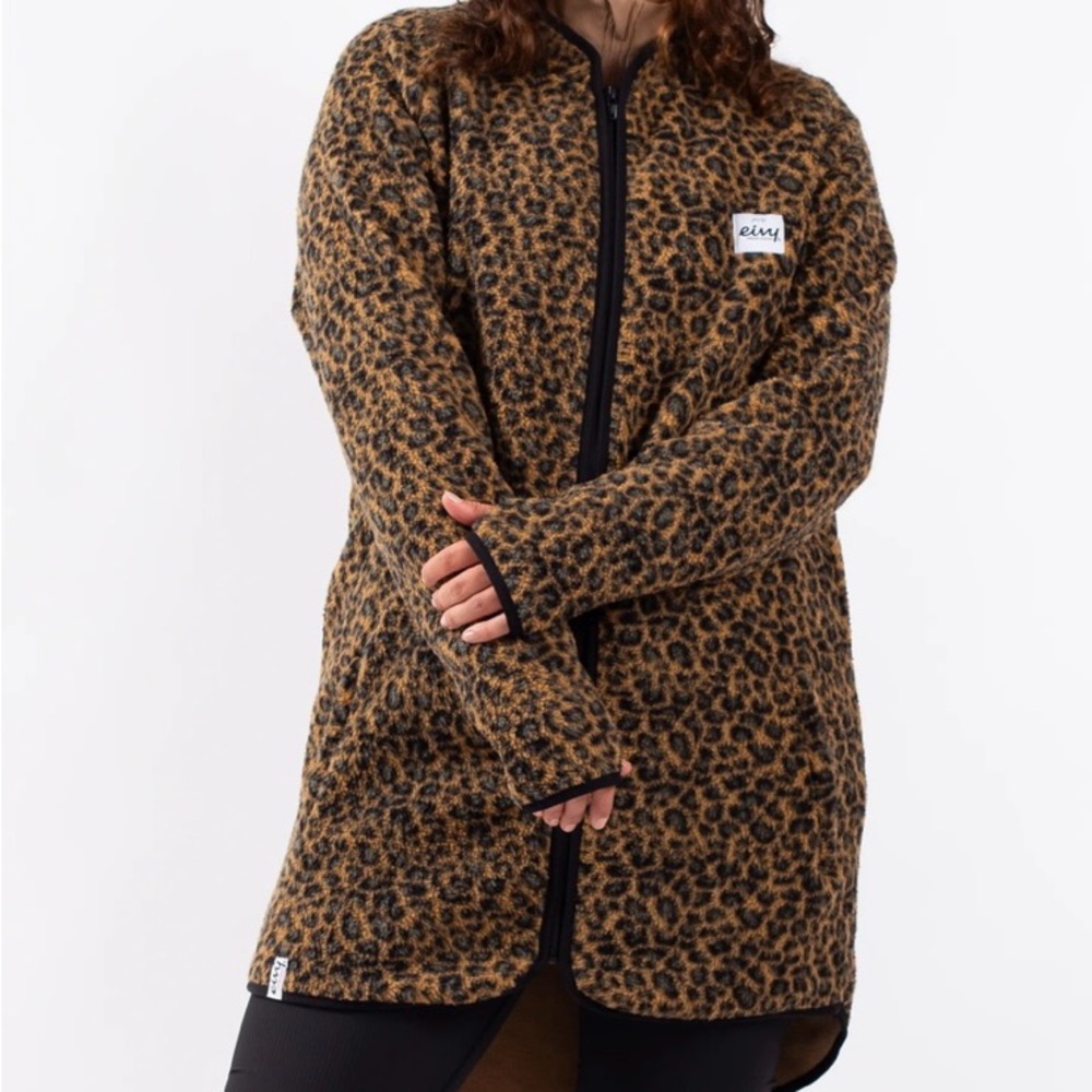 Eivy Leopard print fleece long jacket